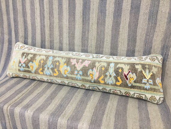 Rainbow Pillow Cover, Turkish Pillow Rug, Vintage Pillow Cover, Oushak Pillow Covers, Wool Pillow Cover, Pillow for Pet, Bed, Dog, Cat, Gift