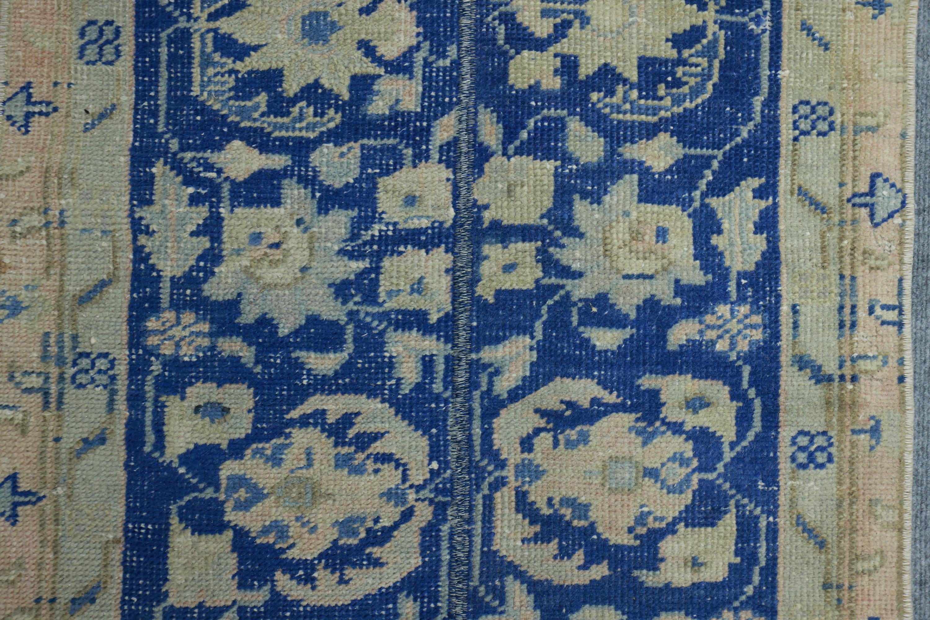 2x11 パッチワークランナーラグ、ブルートルコヴィンテージラグ