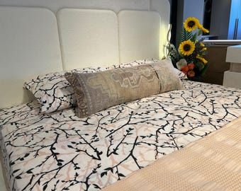 12x36 Handmade Vintage Oushak Lumbar Pillow Cover, Turkish Rug Pillow Cover, Faded Color Bedding Decor Cushion Cover