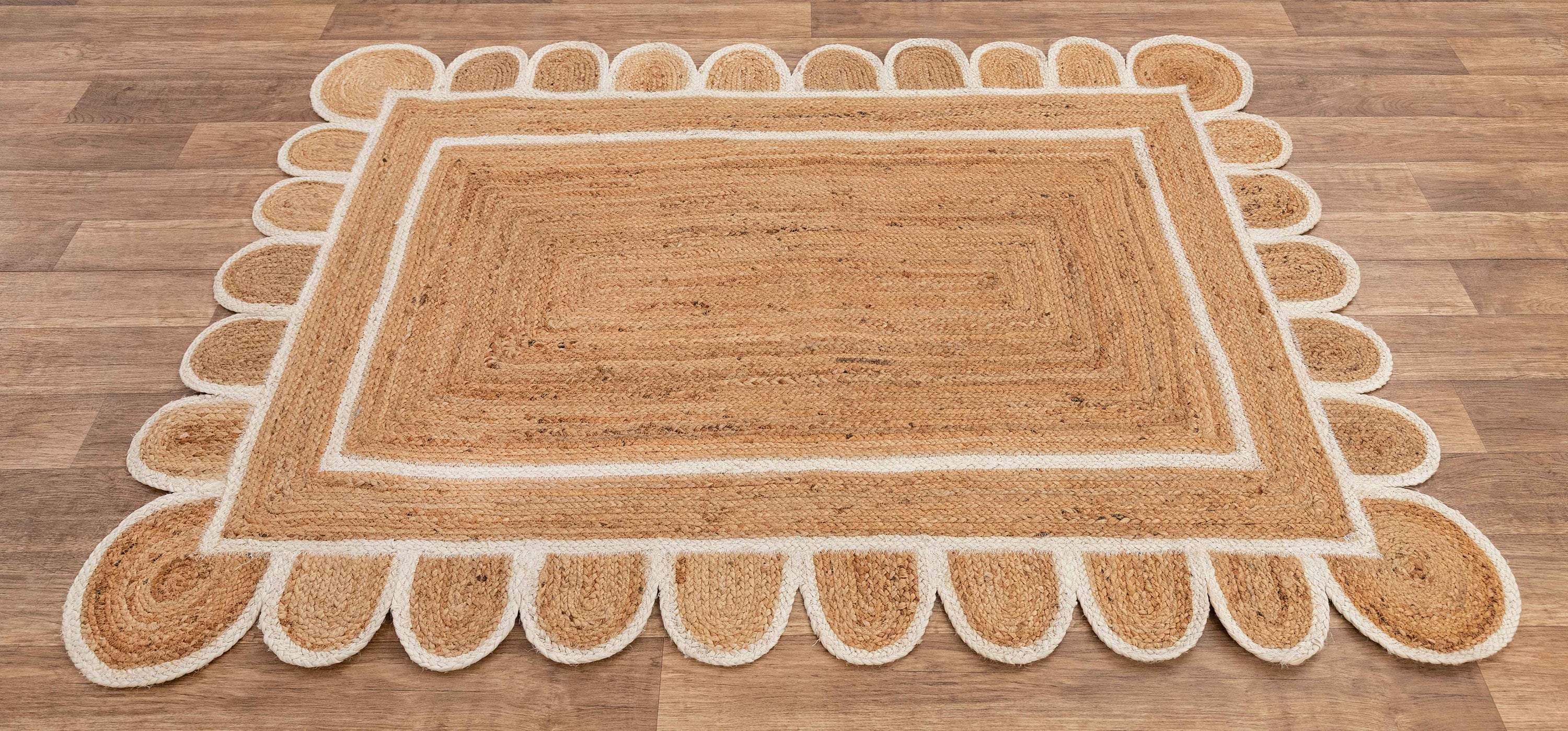 Scallop Rug Jute Scalloped Rug Jute Area Rug Scalloped Edge Etsy
