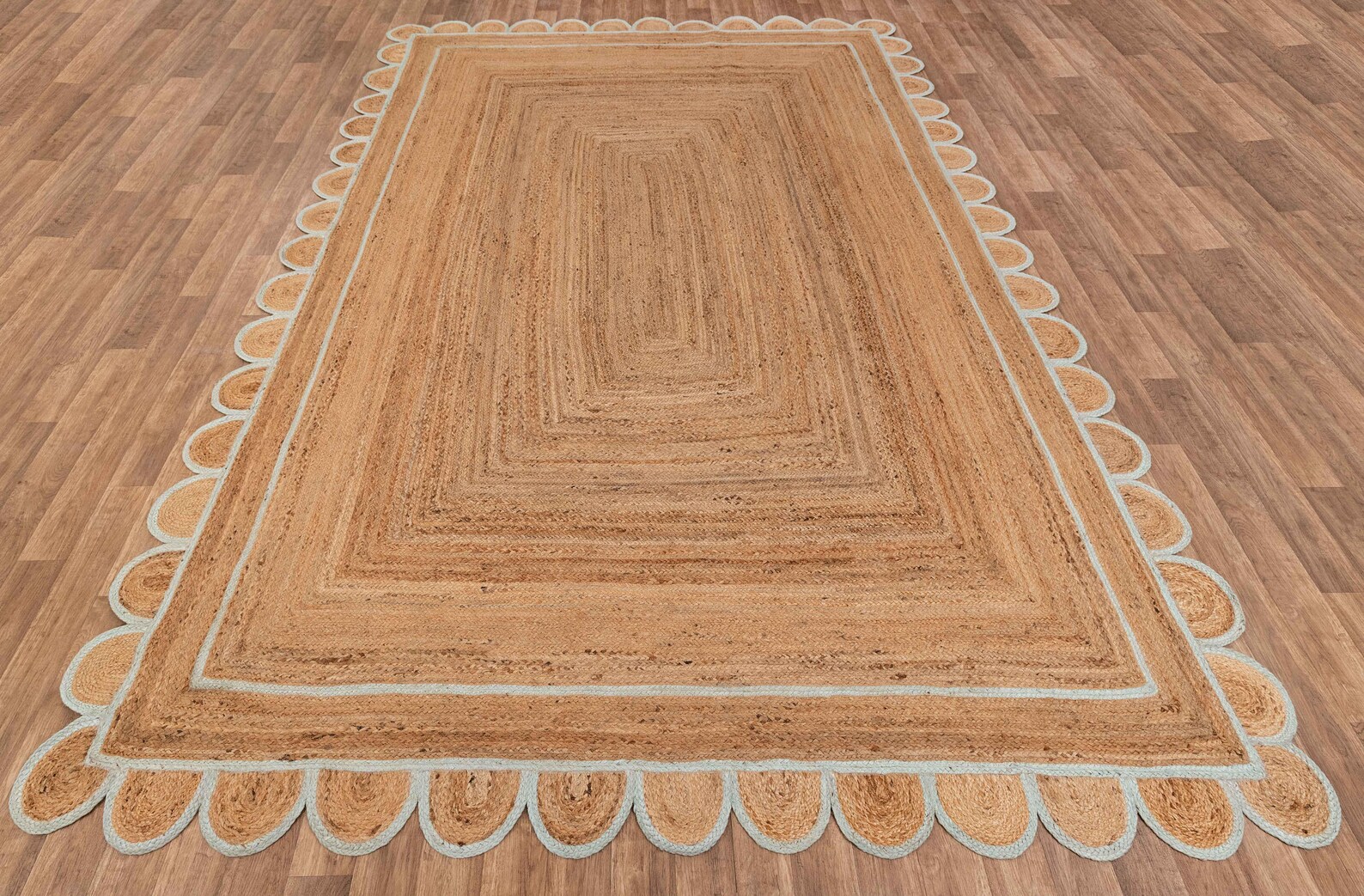 Scallop Rug Jute Scalloped Rug Jute Area Rug Scalloped Edge Etsy