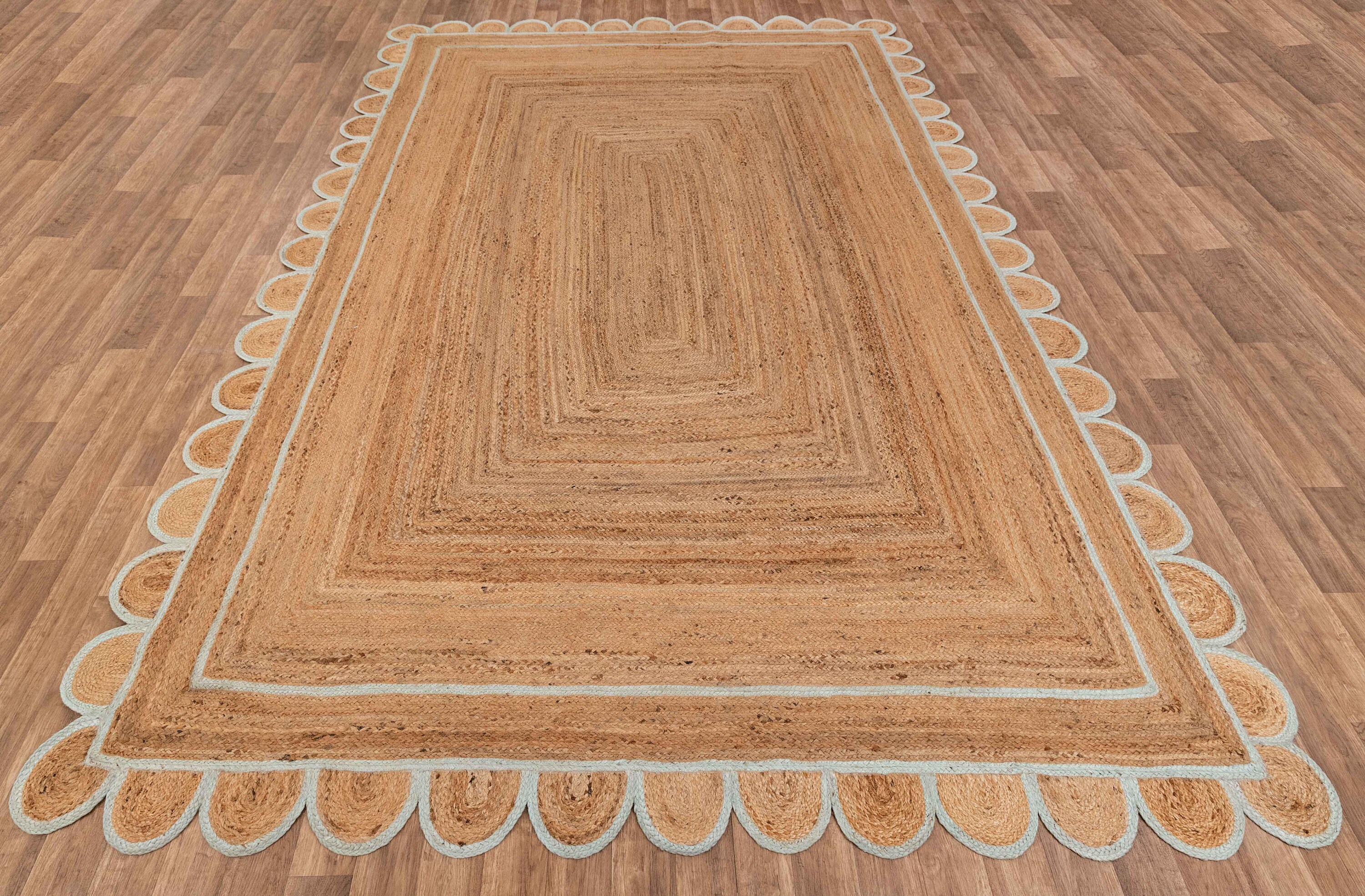 Scallop Rug Jute Scalloped Rug Jute Area Rug Scalloped Edge Etsy