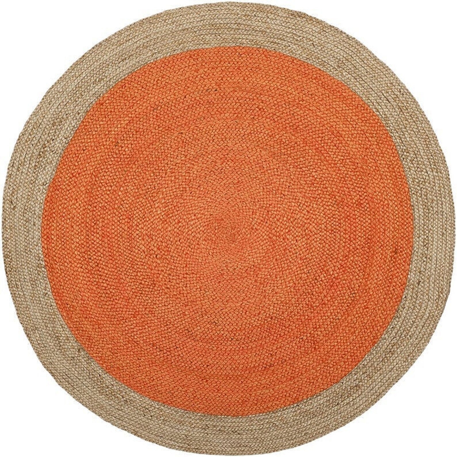 Rug Orange Dye Area Carpet Hand Braided Jute Rugs Border Etsy