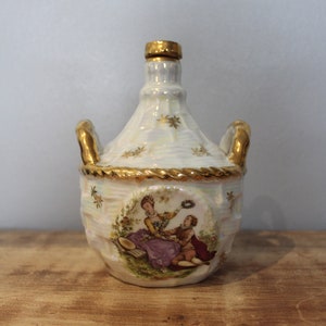 Toiletry Bottle, WATTEAU decor - Luxury Porcelain - Art Deco
