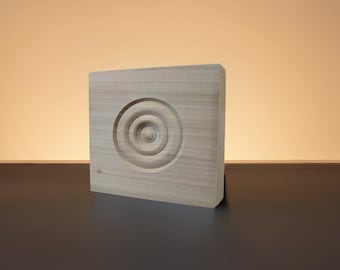 Wooden Rosette 3.5"-4" Square Door Window Trim 3" Diameter Bullseye Custom Wall Decor