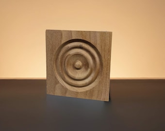 Wooden Rosette 5"-6" Square Door Window Trim 3.25" Diameter Bullseye Custom Wall Decor