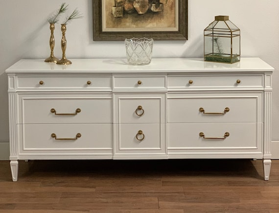SOLD* Henredon White Lacquer Solid Wood Dresser - Etsy
