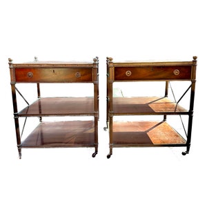 Customize these Henredon Brass and Wood Nighstands / bedside tables / side tables