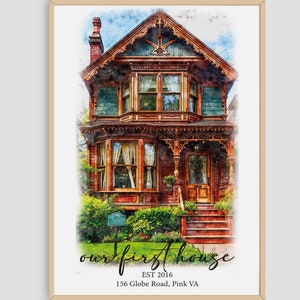 House Portrait, Gift for Home, New House Gift,  Personalized Gift, Home Gift, Housewarming Gift, Realtor Closing Gift, Watercolor House