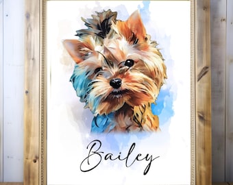 Personalisiertes Aquarell Haustier Portrait: Hund Erinnerungsgeschenk