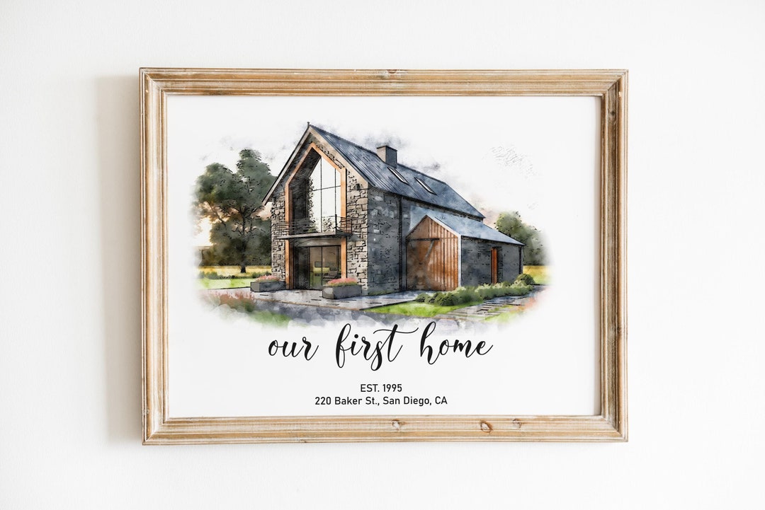 Custom House Portrait: Personalized Watercolor Home Art Gift - Etsy