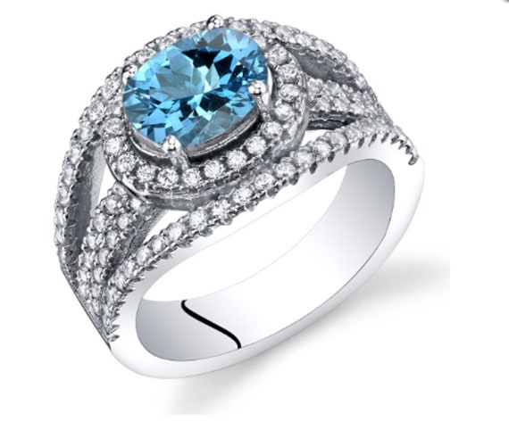 Blue Topaz Ring-Swiss Blue Ring-Engagement Ring-Handmade Ring-Promise Ring-Blue Gemstone Ring-Statement Ring-Birthstone Ring-Gift For Her.
