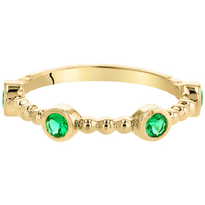 Stackable Simulated Emerald Yellow Tone Sterling Silver Ring Engagement Ring Gift for Her Eliana and Eli Jewelry Eliana and Eli Jewelry
