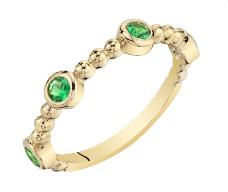 Stackable Simulated Emerald Yellow Tone Sterling Silver Ring Engagement Ring Gift for Her Eliana and Eli Jewelry Eliana and Eli Jewelry