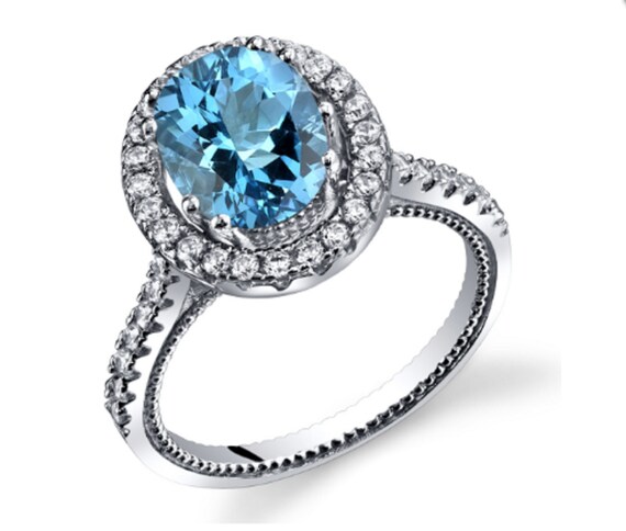 Blue Topaz Ring-Swiss Blue Ring-Engagement Ring-Handmade Ring-Promise Ring-Blue Gemstone Ring-Statement Ring-Birthstone Ring-Gift For Her.