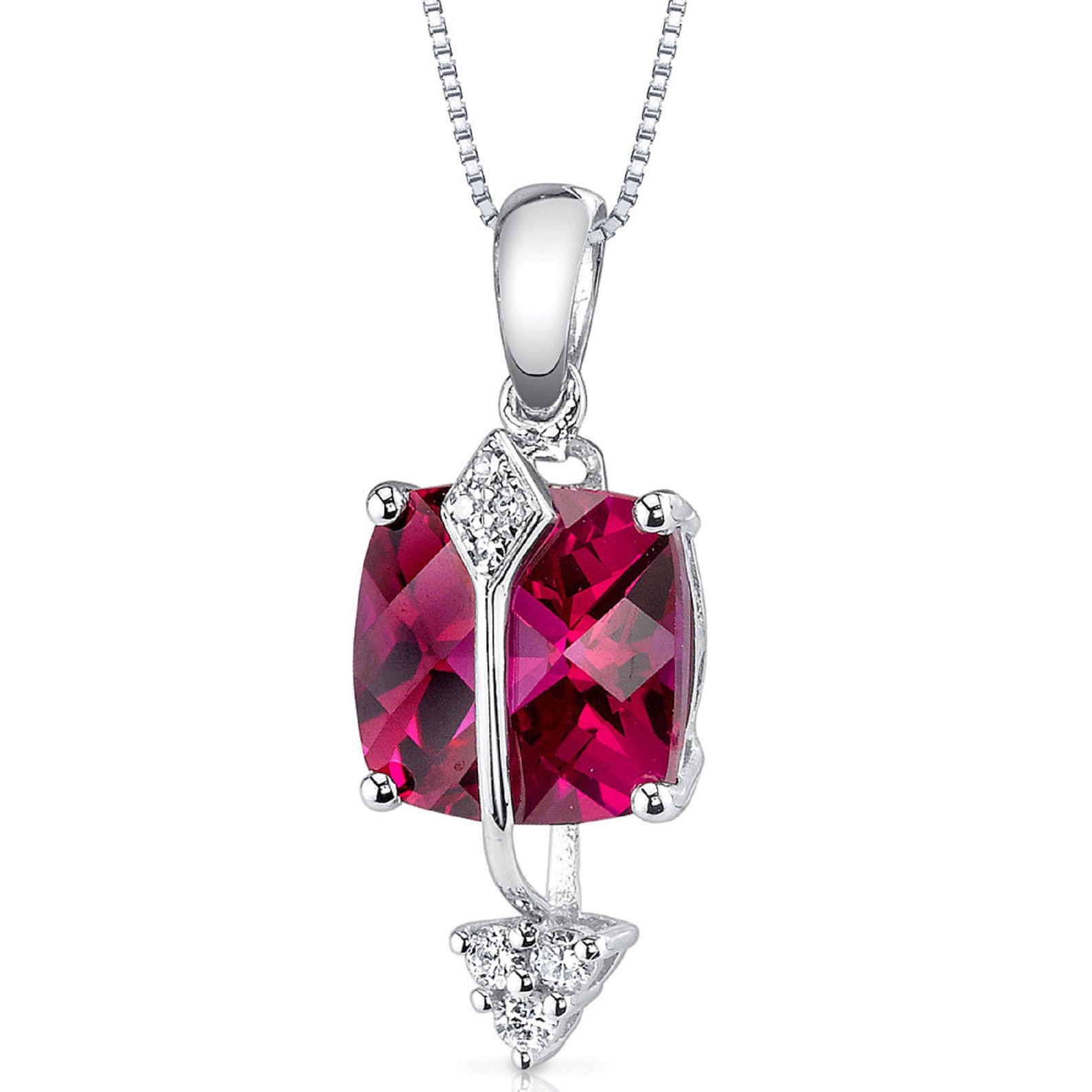 Ruby Necklace ruby Pendant Necklace 14 Karat White Gold Etsy