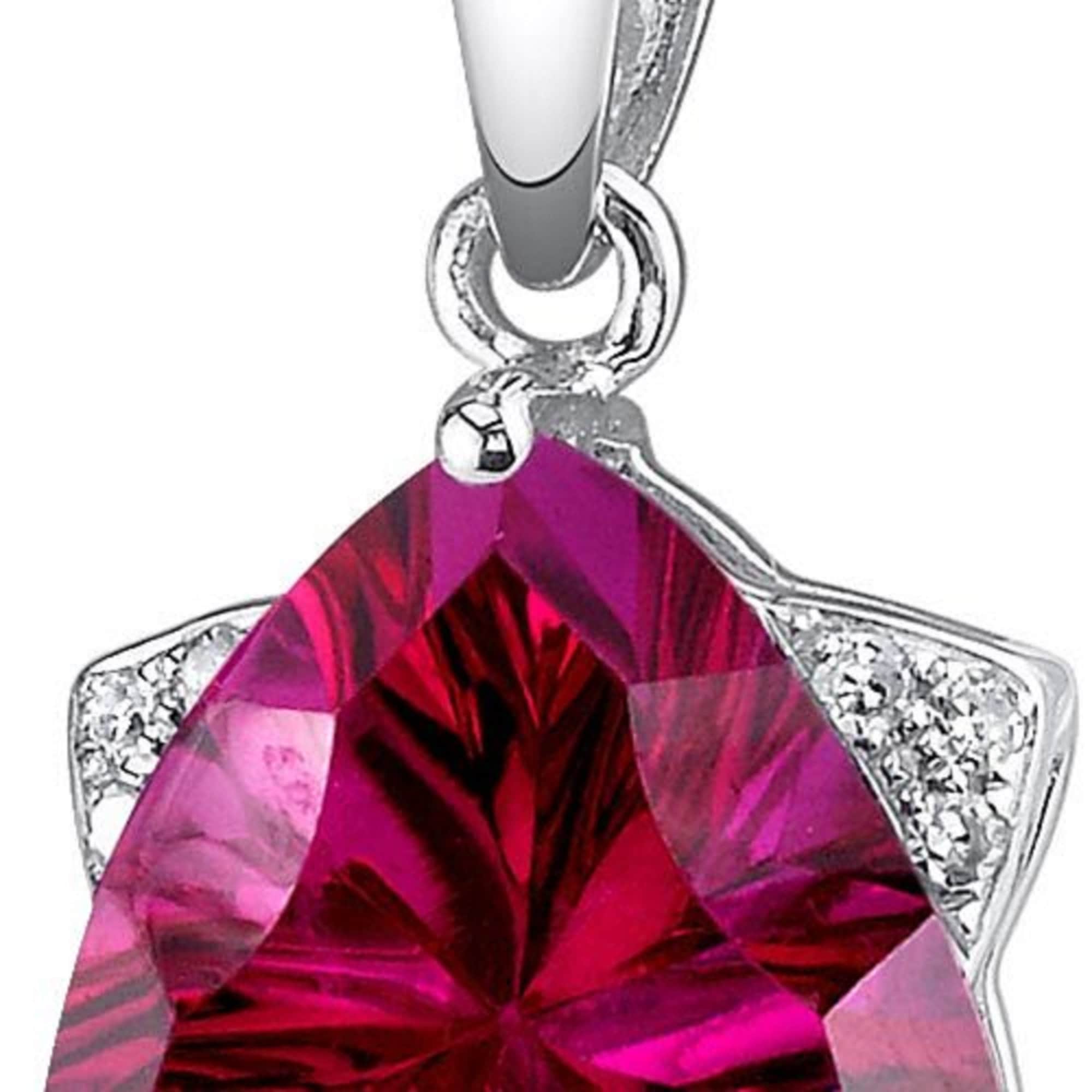 Ruby Necklace ruby Pendant Necklace 14 Karat White Gold Etsy