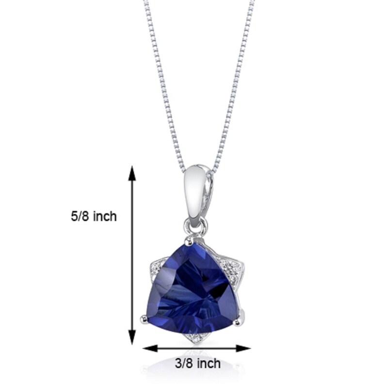 Mother/'s Day Jewelry Gift from Daughter Son Mom Jewelry Blue Sapphire Pendant 14 Karat White Gold Triangle 3.73 Carats