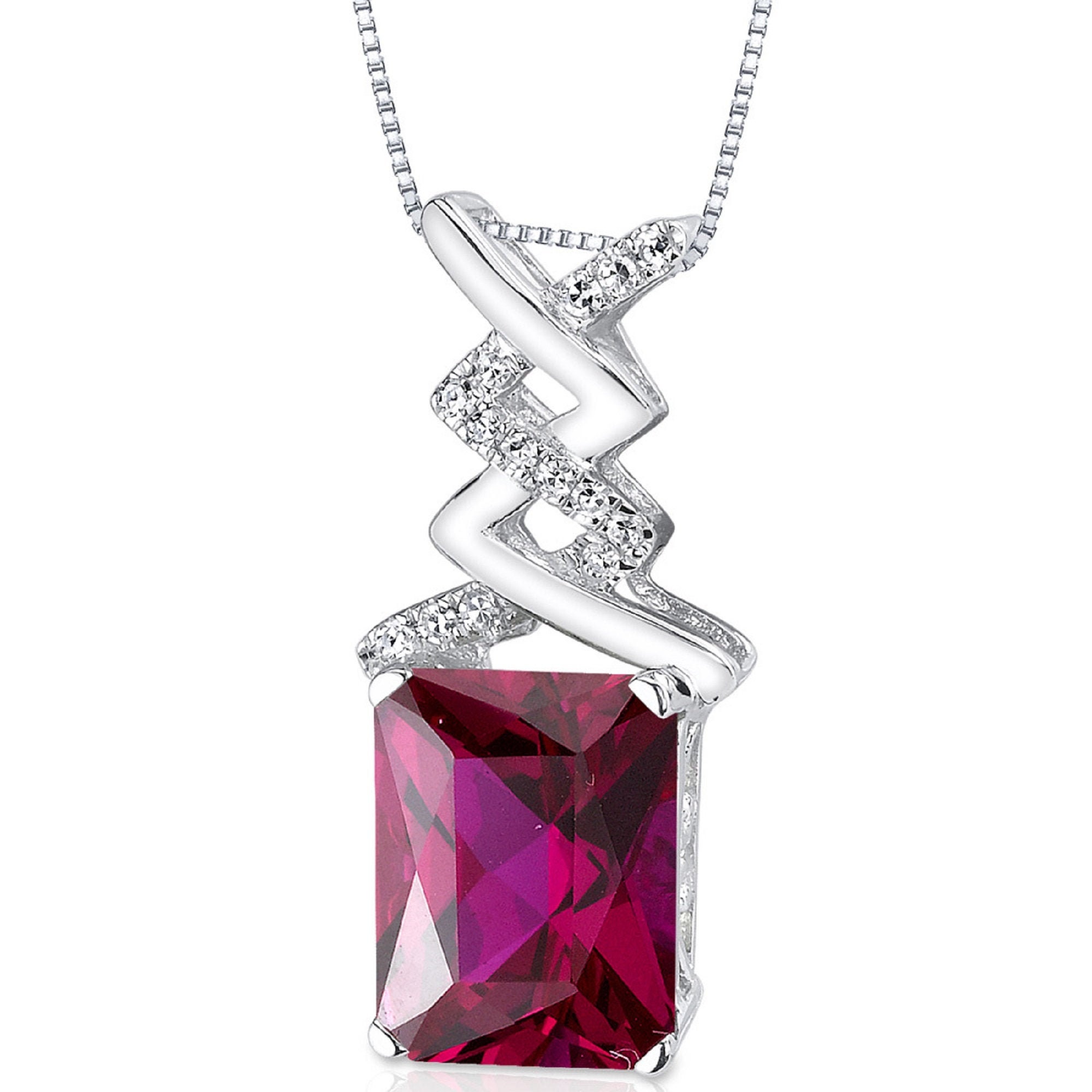 Ruby Necklace Ruby Pendant Necklace 14 Karat White Gold Etsy