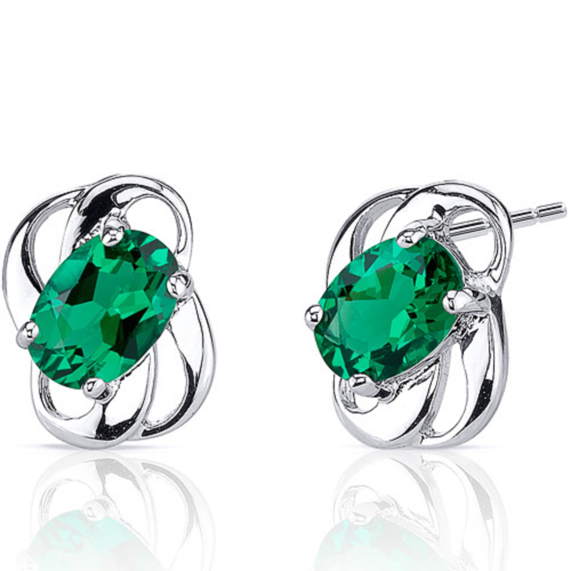 Emerald Earrings 1.50 Carat Oval Shape Simulated Emerald | Etsy