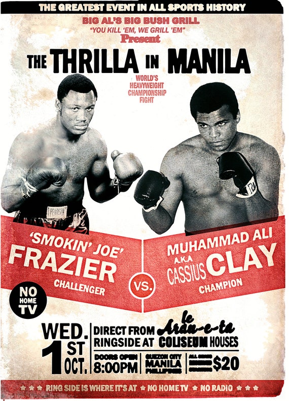 Boxing Poster re-print Classic Joe Frazier Vs Muhammad Ali Art Print Various