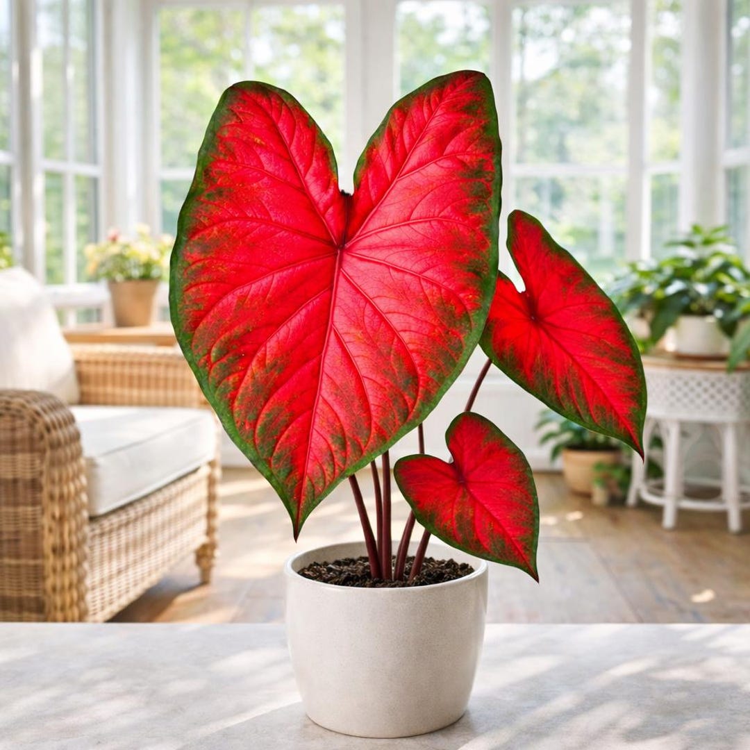 Red Rumbling Rumbling Red Caladium (2 Bulbs) | Deep Crimson Drama | Blue Buddha Farm ...