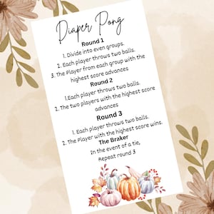 Fall Diaper Pong Baby Shower Game