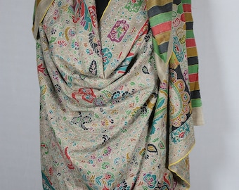 Luxury handmade pashtoosh - paisley kalamkari shawl - Pure Cashmere shawl - kashmiri work - traditional shawl 100 x 200 cm ONE OF ONE Piece