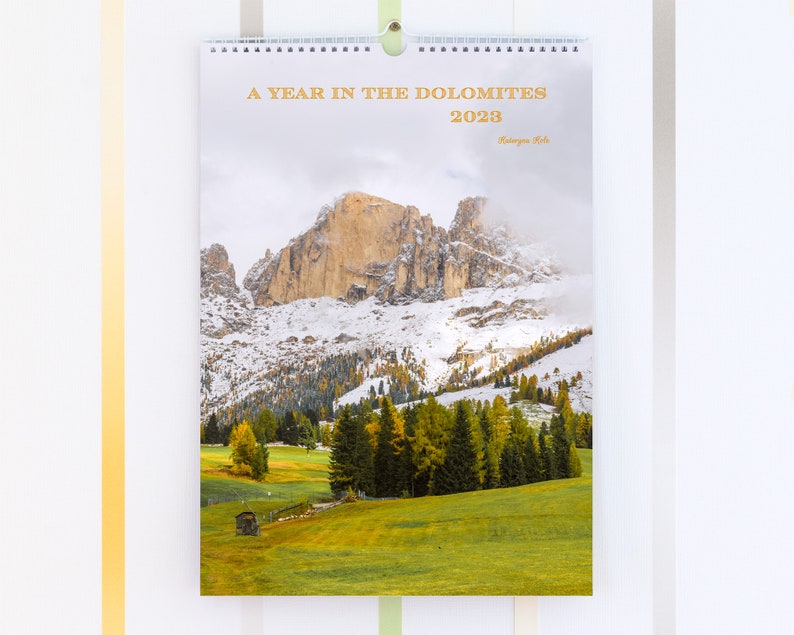 Travel calendar 2023 ‘A Year in the Dolomites’ by Kateryna Kole. Home office decor, Italy