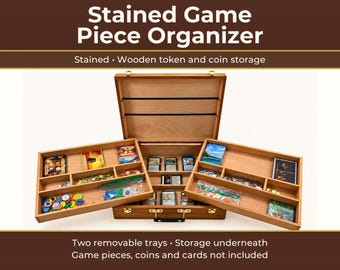 Stained Game Piece Organizer | Wooden Token & Coin Storage Case
