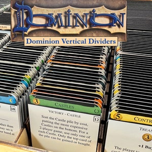 Dominion Divider Cards COMPLETE SET for ORGANIZING Dominion Expansions - Tabbed - Durable - Front has Rules - Back has Expanded Rules