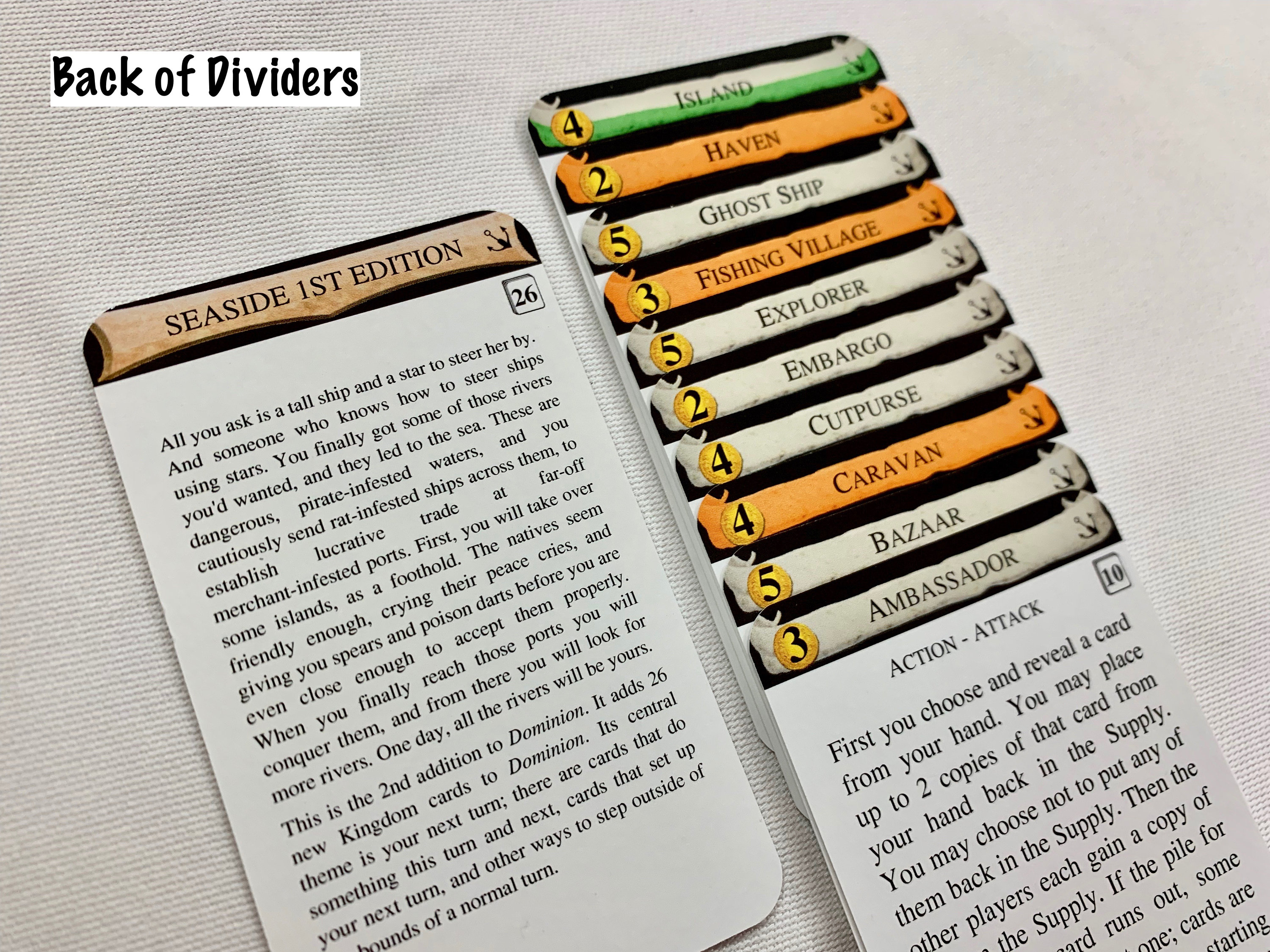 Dominion SEASIDE Divider Cards 1st Edition Full Tab DIVIDER - Etsy