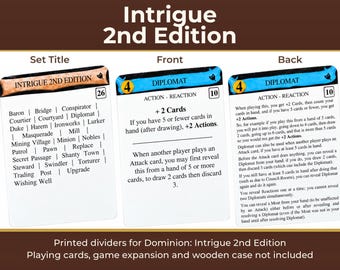 Dominion Intrigue 2nd Edition Divider Cards | Double-Sided Full-Tab Organizers