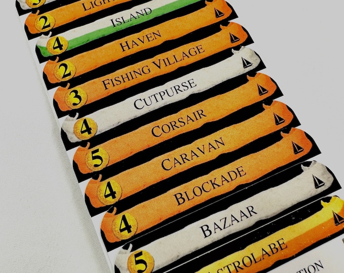 Dominion SEASIDE Divider Cards 2nd Edition - Full Tab DIVIDER CARDS of the Seaside Expansion for the Game of Dominion