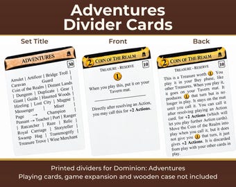 Dominion Adventures Divider Cards | Double-Sided Full-Tab Organizers