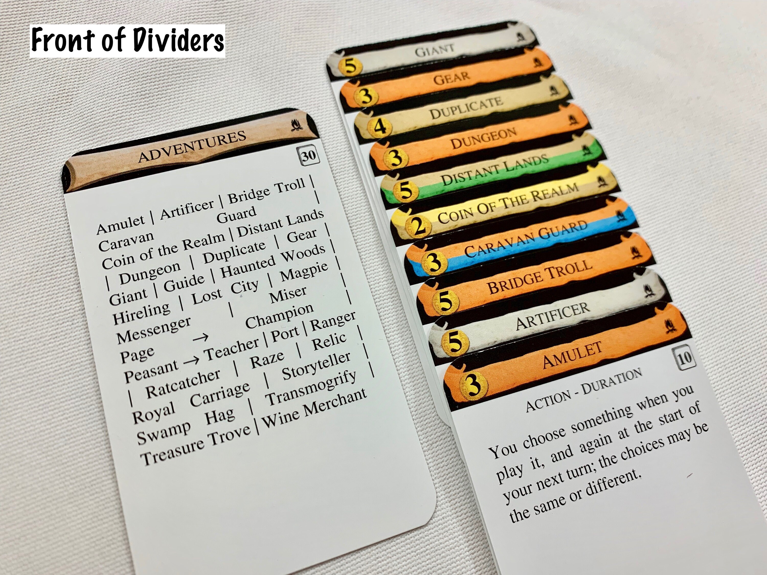 Dominion ADVENTURES Divider Cards - Full Tab DIVIDER CARDS of the ...
