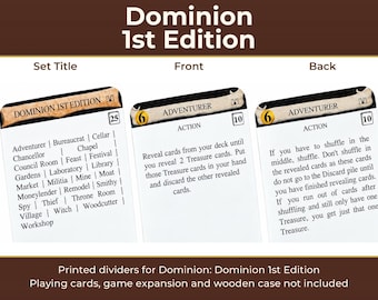 Dominion 1st Edition Divider Cards | Double-Sided Full-Tab Organizers