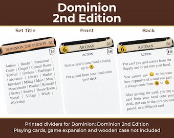 Dominion 2nd Edition Divider Cards | Double-Sided Full-Tab Organizers