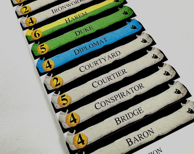 Dominion INTRIGUE Divider Cards 2nd Edition - Full Tab DIVIDER CARDS of the Intrigue Expansion for the Game of Dominion