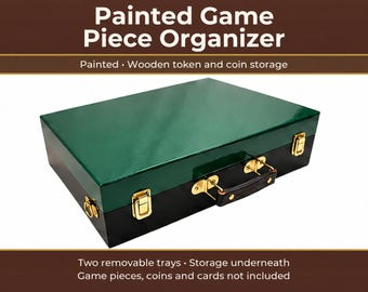 Painted Game Piece Organizer | Wooden Token & Coin Storage Case
