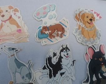Dogs Set1 Vector Illustrated Handmade Stickers