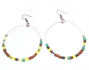 Beaded hoop earrings, hoops, earrings, gift ideas, gifts for her beads hoop earrings statement jewelry