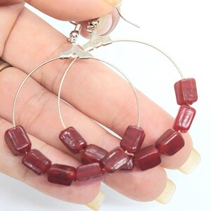 Beaded hoop earrings, earrings, gift ideas, gifts for her, beaded jewelry hoops red beads