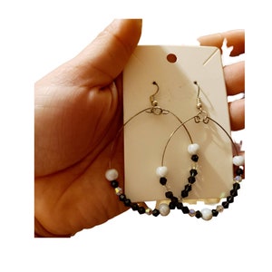 Beaded hoop earrings, hoops, earrings, gift ideas, gifts for her beads crystal beads statement jewelry