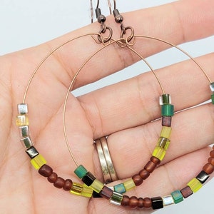 Beaded hoop earrings, hoops, earrings, gift ideas, gifts for her beads hoop earrings statement jewelry