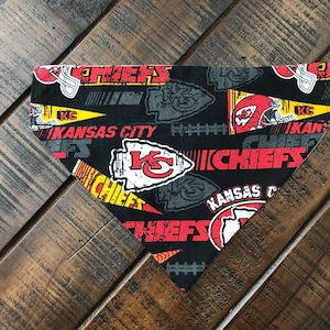 Kansas City Chiefs Over-the-Collar Reversible Dog Bandana ~ Four Sizes, Optional Personalized