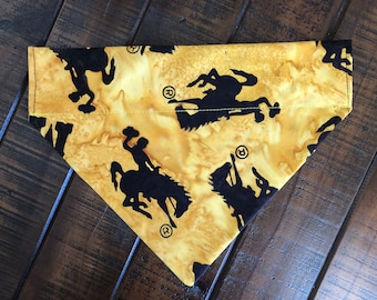 University of Wyoming Cowboys Over-the-Collar Reversible Dog Bandana, Optional Personalization