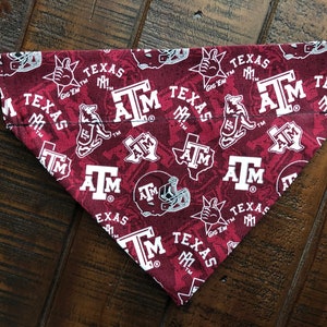 Texas A&M University Aggies Over-the-Collar Reversible Dog Bandana ~ Four Sizes, Optional Personalization