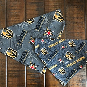 Las Vegas Golden Knights Over-the-Collar Reversible Dog Bandana ~ Three Fabric Options, Four Sizes, Optional Personalization