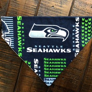 Seattle Seahawks Over-the-Collar Reversible Dog Bandana ~ Four Sizes, Optional Personalization